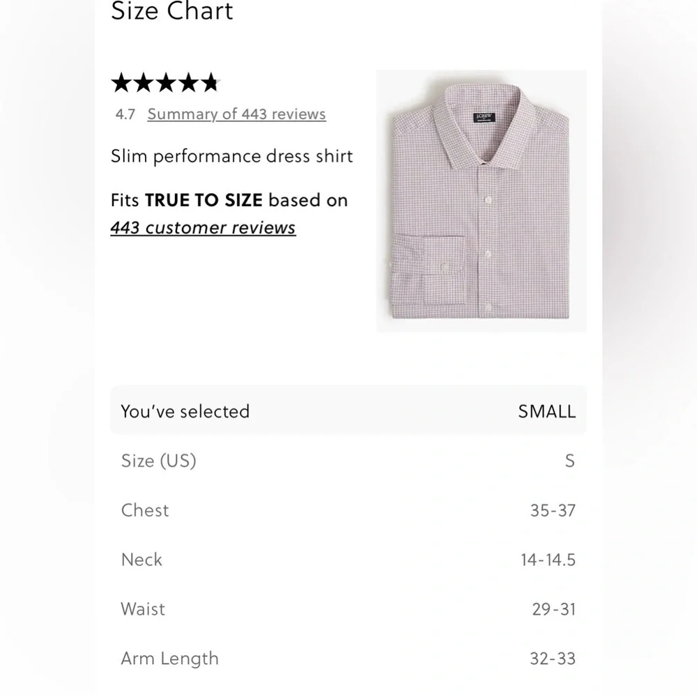 NWT J Crew Men's Slim Performance Dress Shirt